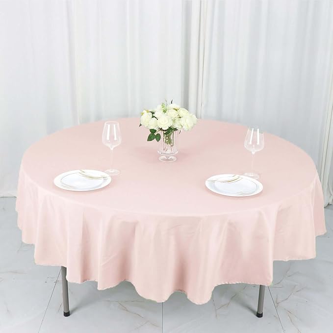 Efavormart Round Tablecloth, 90 Inch Stain & Wrinkle Resistant Washable Table Cloth, Decorative Polyester Fabric Table Cover for Banquet, Wedding, Dining- Blush