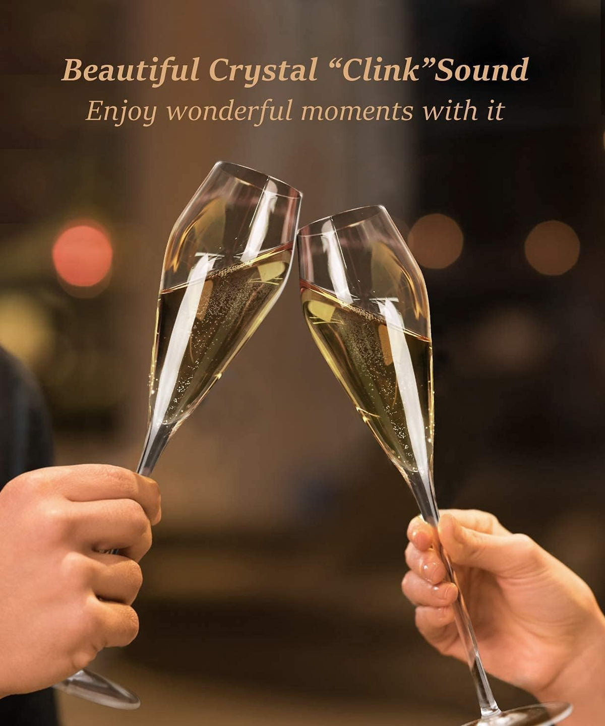 OJA Champagne Flutes, Crystal Champagne Glasses Set of 4, 7.5oz, Hand Blown