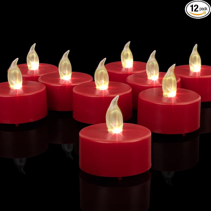 LED Tea Lights Candles-100PACK Red Flameless Candles Realistic and Bright Flickering Long Lasting 200Hours for Holiday Celebration,Home Decoration