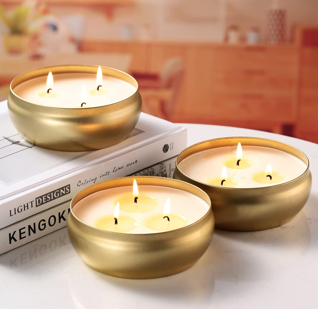 Tuyai Citronella Candles Outdoor and Indoor, 3 Pack 3-Wick Scented Candles Gift Set, Natural Soy Wax Candle