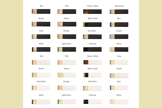Custom Matchboxes - Set of 10 - Personalized - 2" Inch Long - Colorful Matchsticks - Weddings – Wedding Favor - Matchboxes, Custom Matchbox (2" Matchsticks, Wedding Design #5)