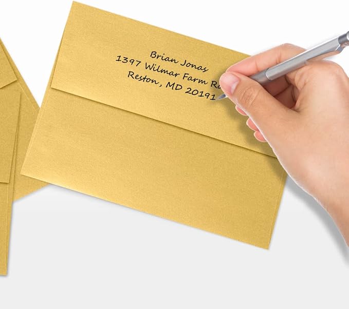 LUXPaper A7 Invitation Envelopes | Peel & Press | 5 1/4" x 7 1/4" | Gold Metallic | 80lb. Text | 500 Qty