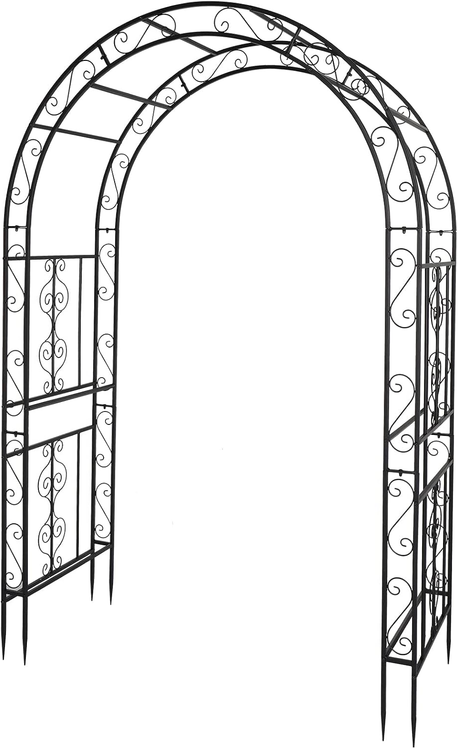 outvita 7ft metal garden arch arbor, black trellis, main product view