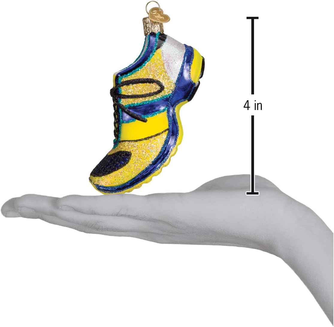 Old World Christmas Running Shoe Glass Blown Ornament for Christmas Tree, Handcrafted Holiday Decoration, Sport Collection