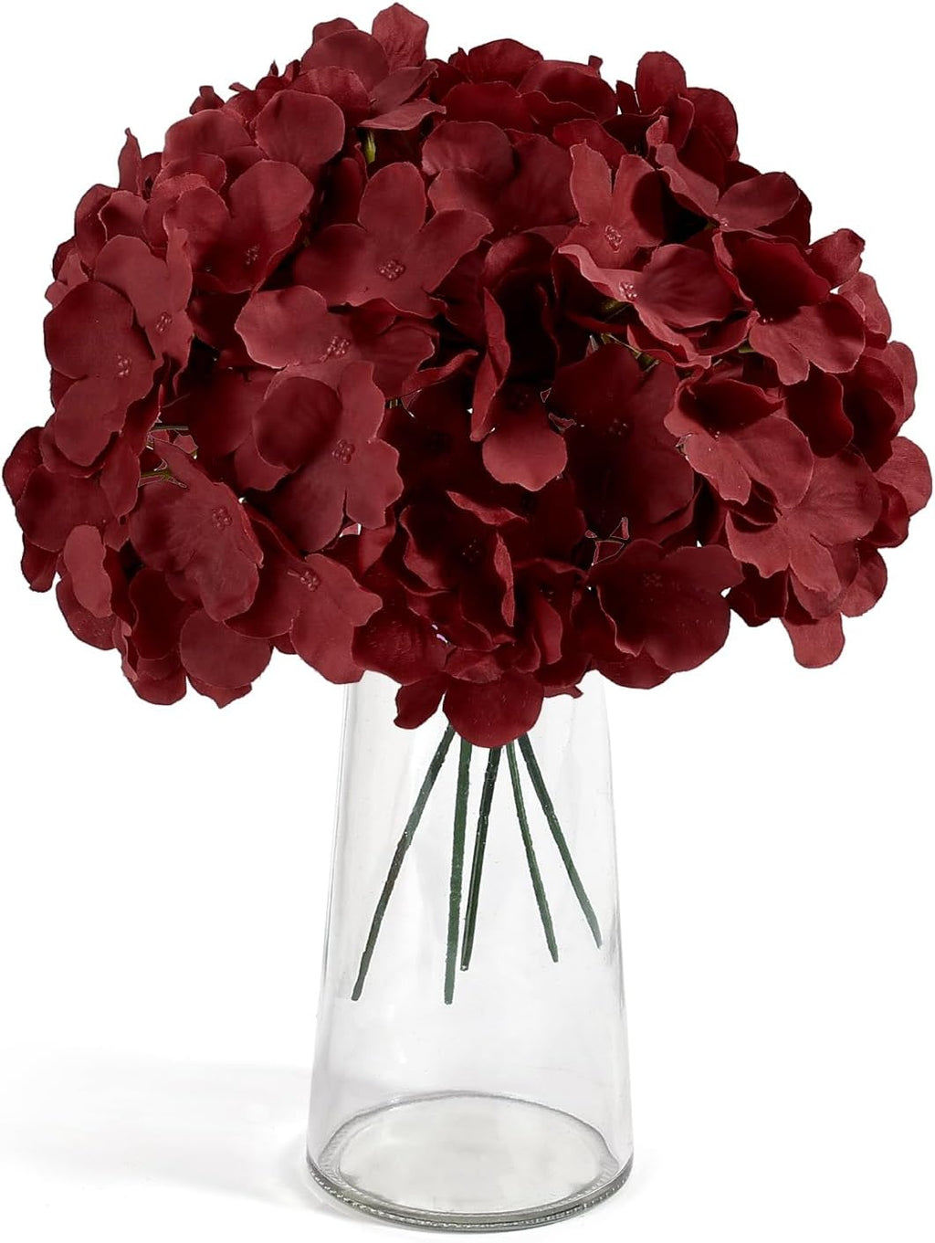 auihiay 64pcs burgundy hydrangea artificial flowers bulk, silk shown in use