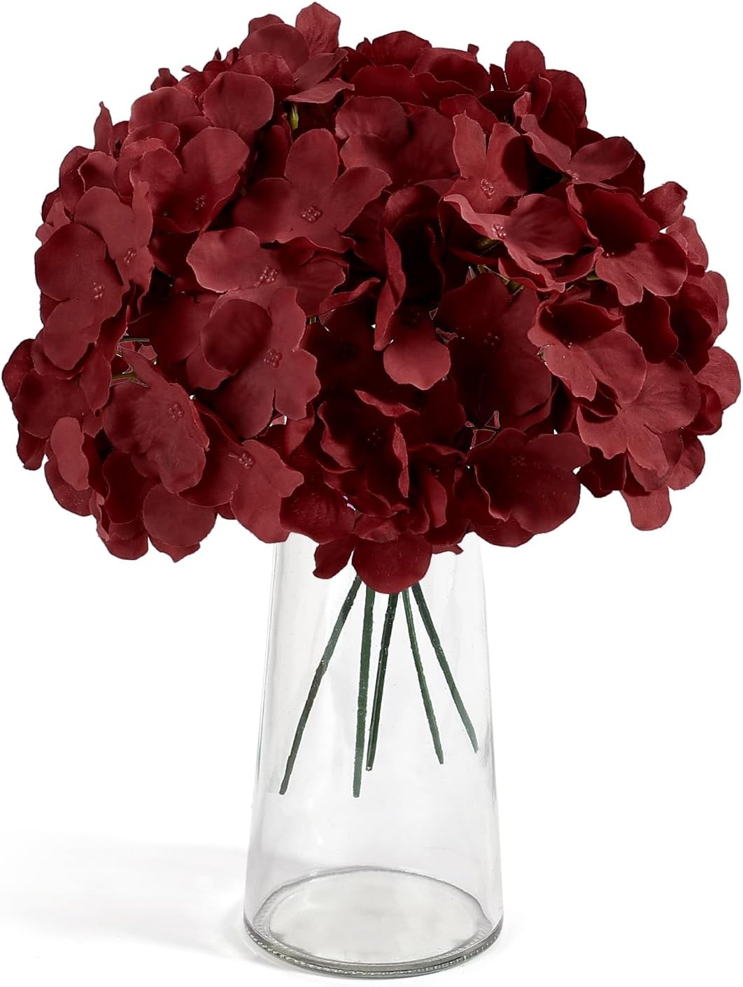auihiay 64pcs burgundy hydrangea artificial flowers bulk, silk shown in use
