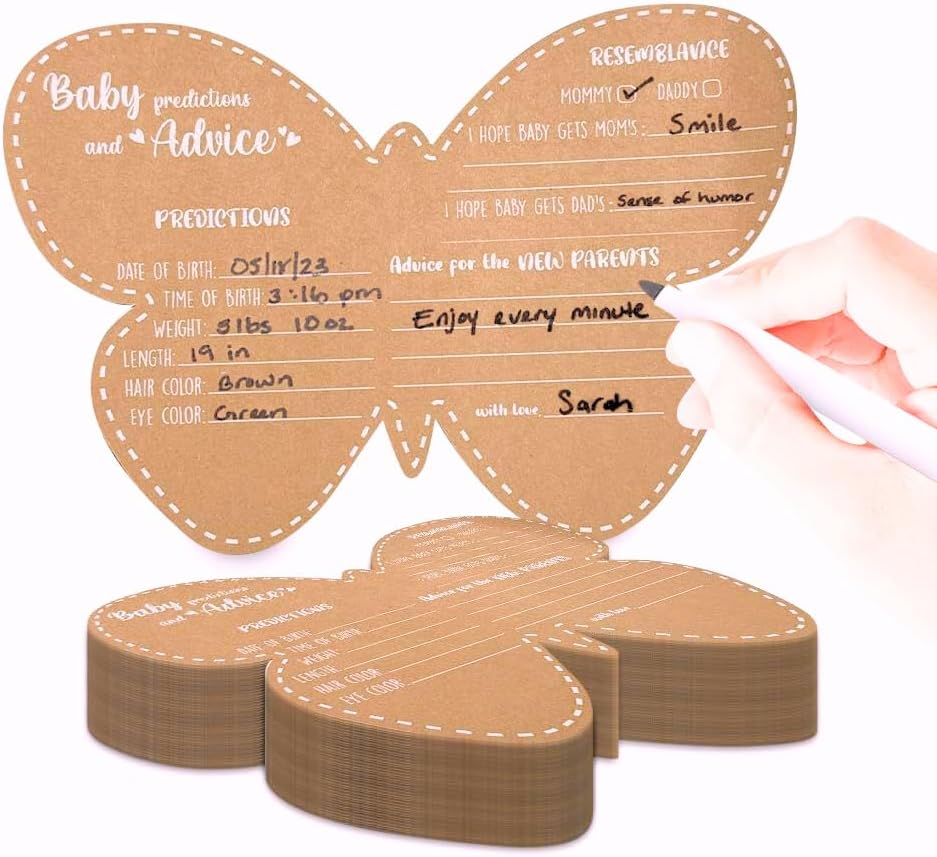 Butterfly Baby Shower Decorations - Baby Shower Advice Cards for Parents to Be- Baby Shower Games for Girl - Set of 50 (Butterfly)