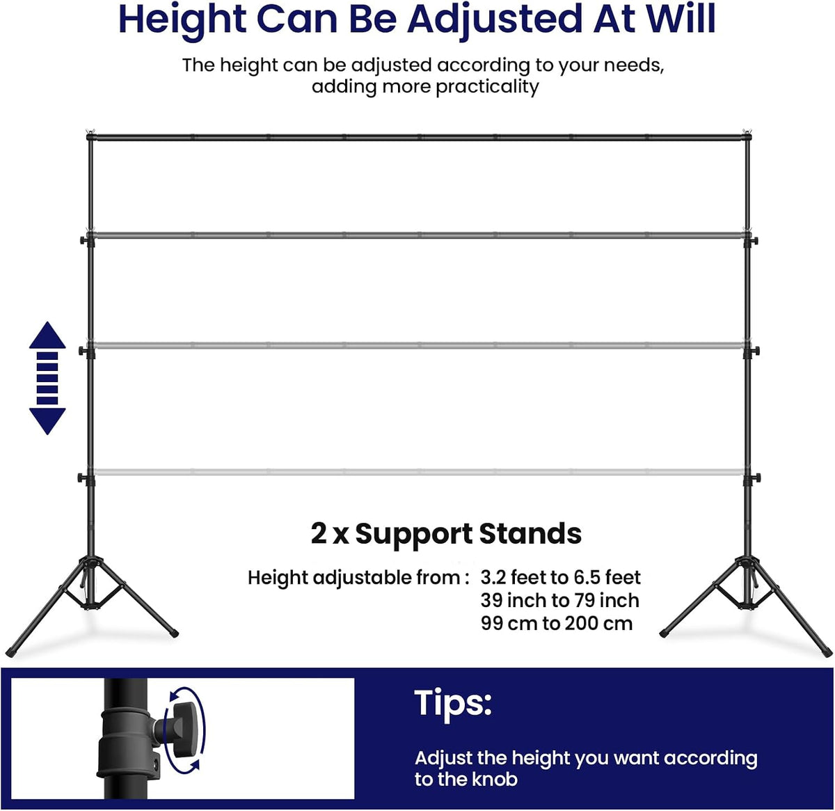 Jiang&Rong Portable Reverse-Folding Backdrop Stand Kit 10ft x 6.5ft(W x H)