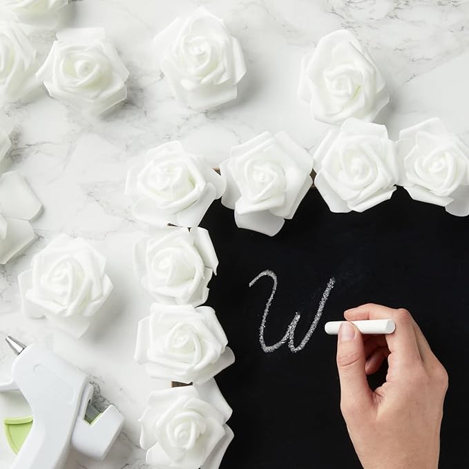 Juvale White Flowers Artificial Roses - Artificial Flowers for Wedding Decor & Centerpiece Table Decorations - 100-Pack, 3 in Diameter, White