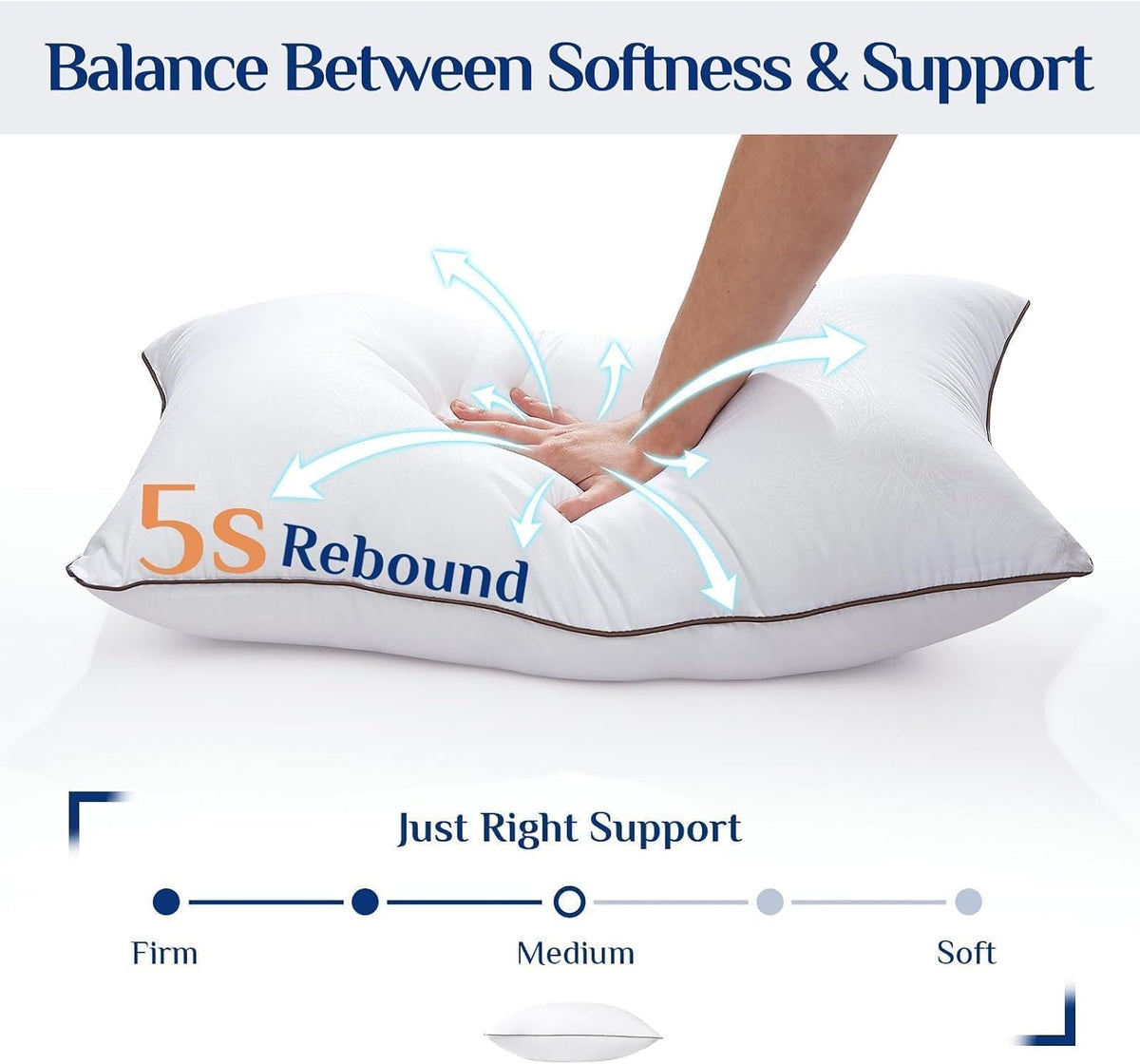 JOLLYVOGUE Pillows Queen Size Set of 4, Cooling and Firm Pillows with Oeko-Te...