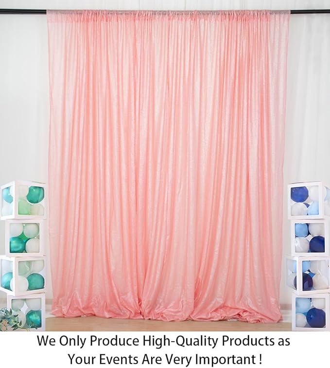 ShinyBeauty Sequin Backdrop 8ftx10ft Baby Pink Sequins Fabric Drapes Sparkle Backdrops for Photoshoot Glitter Curtain for Birthday Party Photography Background