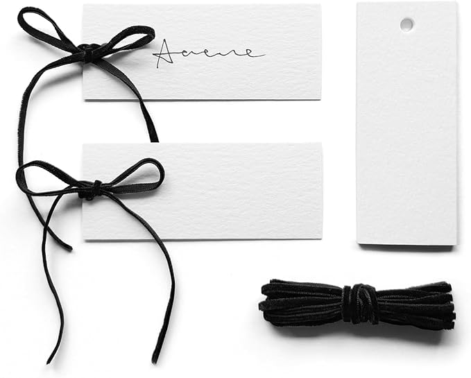 50 Pcs Place Cards for Table Setting -3.94"X1.57" Table Place Cards with Velvet Ribbon,Name Cards for Wedding Dinner Party Events (Black)