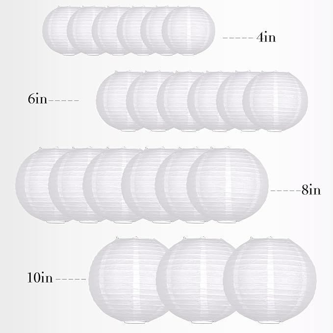 ADLKGG White Paper Lanterns Party Decorative, White Round Hanging Paper Lanterns Decorations for Graduation Wedding Engagement Birthday Party Decorations, 21pcs