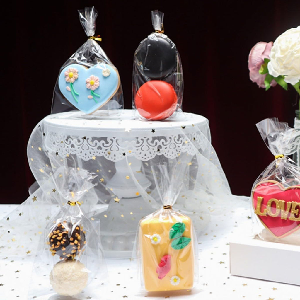 TEMLQPACK 200Pack 3x6Inches Clear Cellophane Bags with Ties - Oreo, Macaron, Soap, Rice Krispie Treat, Chocolate Truffle Gift Treat Bags for Bakery, Candy, Party Favor
