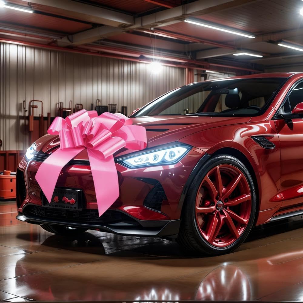 GYDbow 30 Inch Giant pink Car Bow: Extra Large Pull Bow for New Car Gift, Graduation, Birthday Surprise, Big Pink Bow Accessories for Vehicle Decor