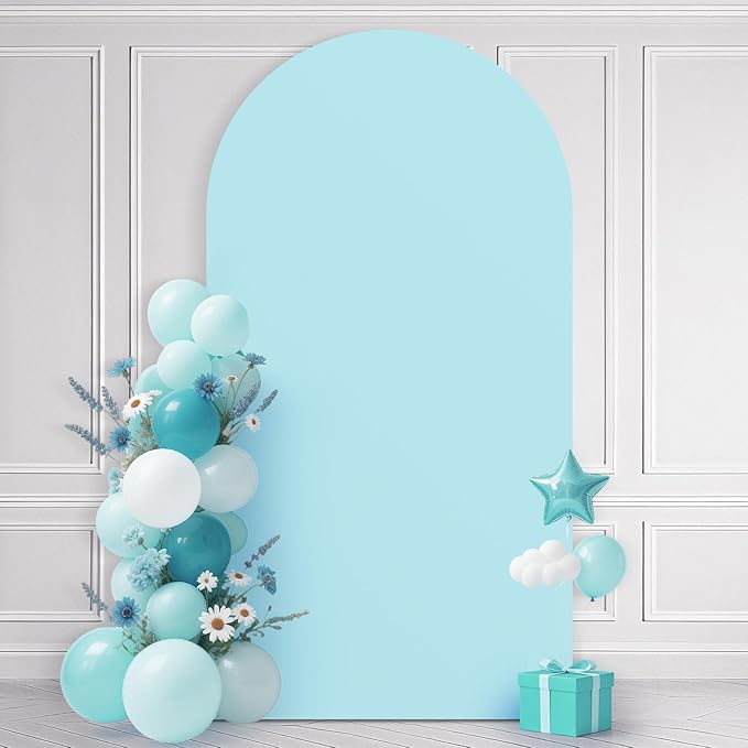 Ledido Wedding Arch Backdrop Cover 7.2FT Arch Covers Fitted Stretchy Spandex Round Top Stand Backdrop Cover for Wedding Banquet Ceremony Birthday Party Baby Shower Event Decoration,Blue