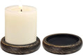 Candle Holder for Pillar Candle Set of 2, Farmhouse Wood Candle Plate, Rustic Wooden Candle Stand, Candles Tray Decorative for Living Room, Table Centerpiece, Black Gold