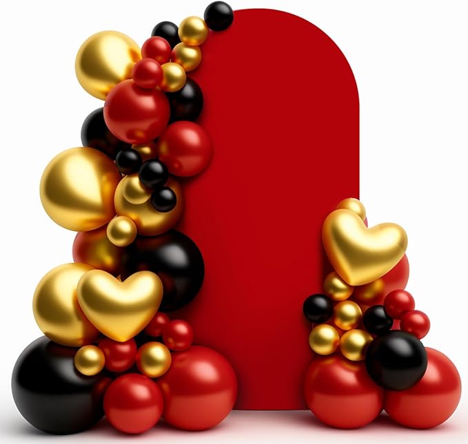 LEBENGURU Upgraded 7.2FT Wedding Arch Cover, Red Spandex Fitted Arch Backdrop Cover, Round Top Chiara Stand Covers for Birthday Party Baby Shower Banquet Balloon Décor