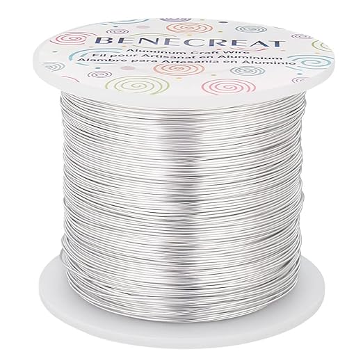 BENECREAT 22 Gauge Silver Aluminum Wire 850FT Decor Jewelry Craft Wire Beading Floral Aluminum Craft Wire for Gem Wrapping, Model Jewelry Making