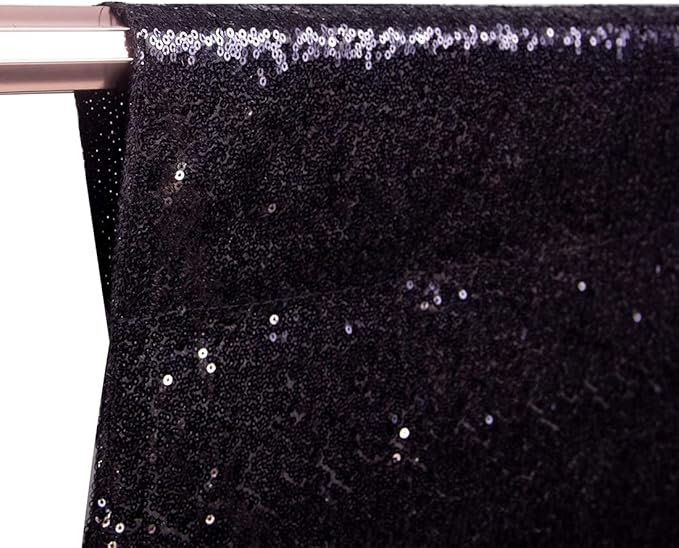 Poise3EHome 10Ft x 10Ft Black Sequin Backdrop Curtain, Glitter Thick Satin Background Drapes, Sparkly Opaque Photography Curtain, Sequence Xmas Thanksgiving Backdrop for Wedding Party Decor