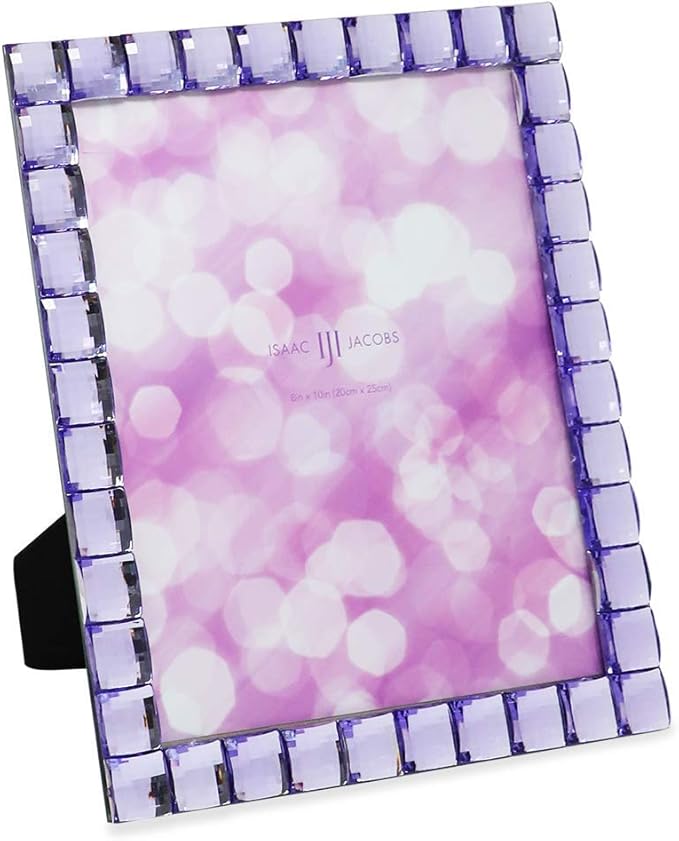 Isaac Jacobs Decorative Sparkling Light Purple Jewel Picture Frame, Photo Display & Home Décor (8x10, Light Purple)