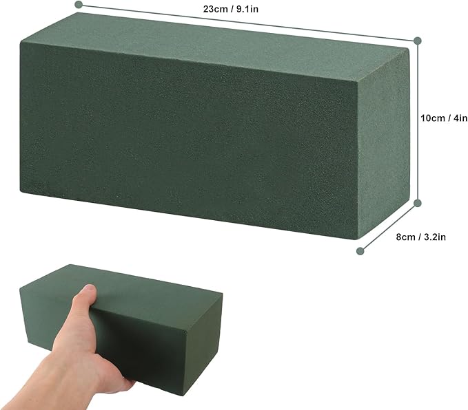 IHDYPPEW 8 PCS Green Floral Foam Blocks, 9"L x 4"W x 3.2"H Floral Foam for Flower Arrangements, Dry and Wet Florist Foam for Flowers, Flower Foam Bricks for Flowers Business, Outdoor, Weddings