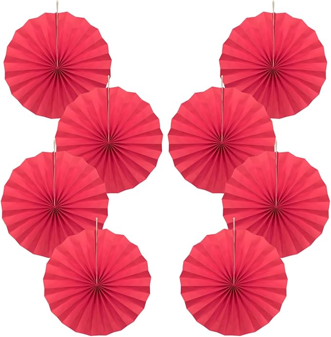 Red Birthday Decorations,DIY Red Paper Fans Hanging Decoration ,Party Supplies Party Fans 12in, Wedding Graduation Events Accessories 30 Color DIY Set （Red）