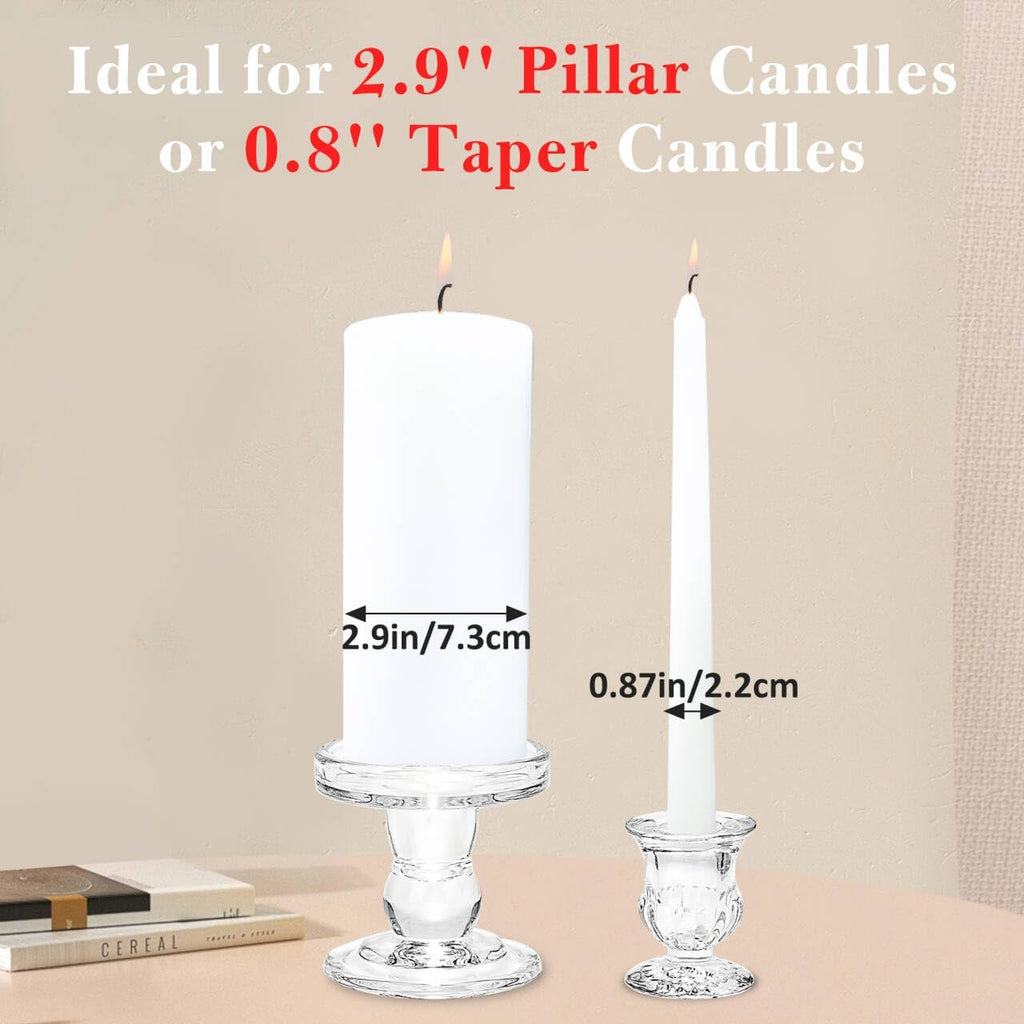Unity Candle Holder - Glass Candle Holders for Pillar Candles Taper Candles, Glass Candlestick Holders Set of 3, Decorative Clear Glass Candlestick Holder for Wedding Table Dinning Church Centerpiece