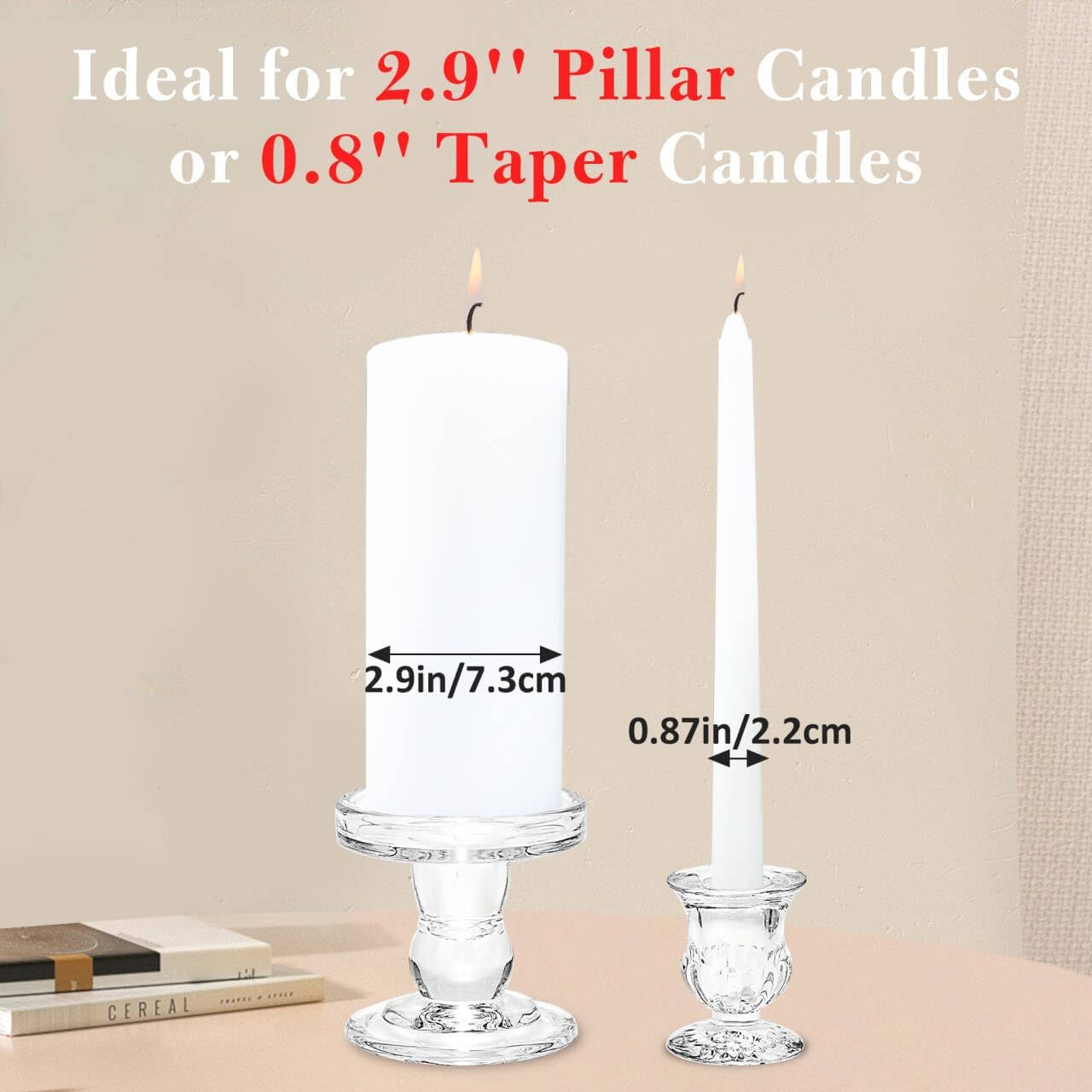 Unity Candle Holder - Glass Candle Holders for Pillar Candles Taper Candles, Glass Candlestick Holders Set of 3, Decorative Clear Glass Candlestick Holder for Wedding Table Dinning Church Centerpiece