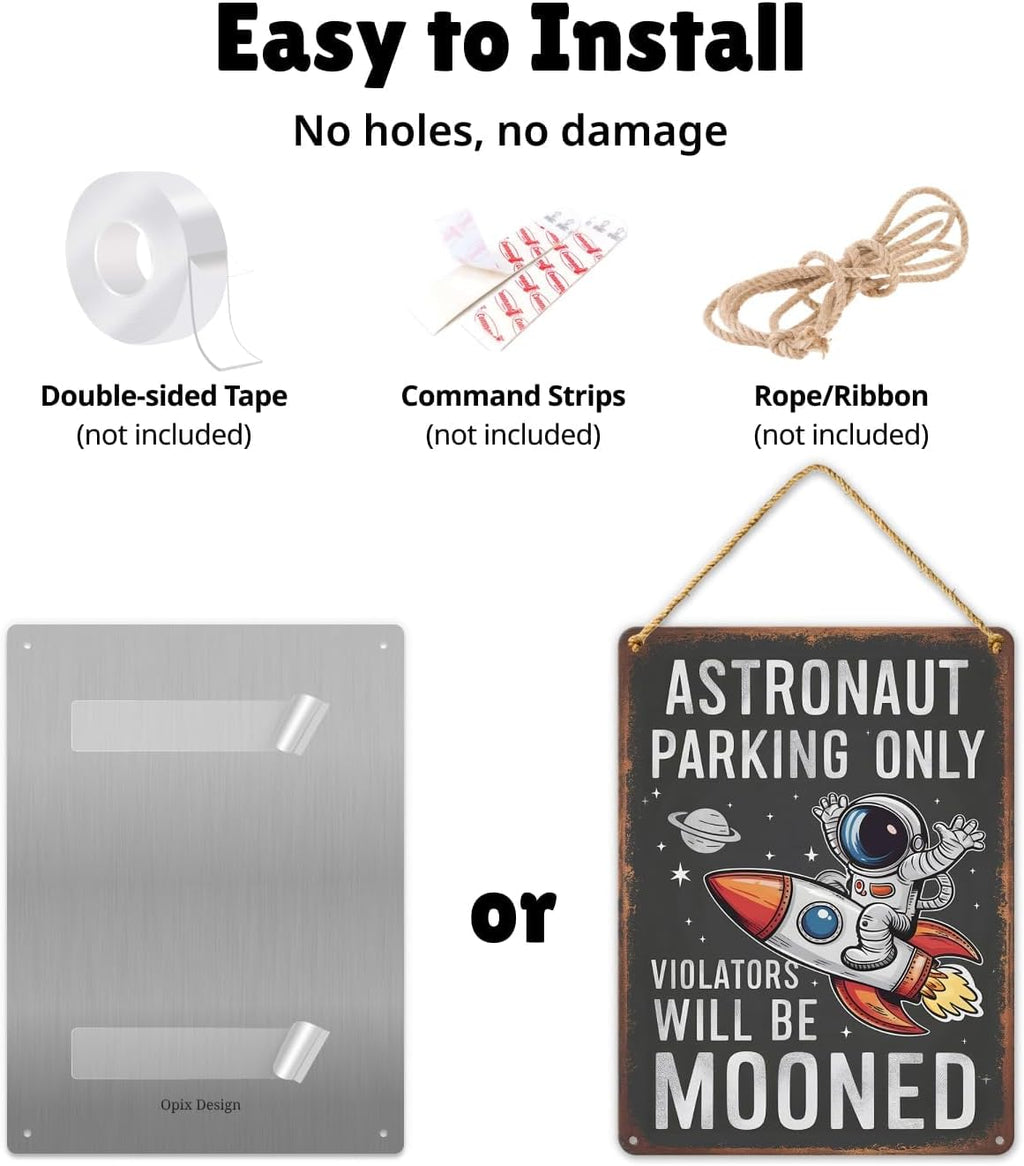 Astronaut Parking Sign - Funny Space Room Decor for Boys, Outer Space Gift