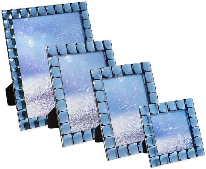 Isaac Jacobs Decorative Sparkling Navy Jewel Picture Frame, Photo Display & Home Décor (8x10, Navy)
