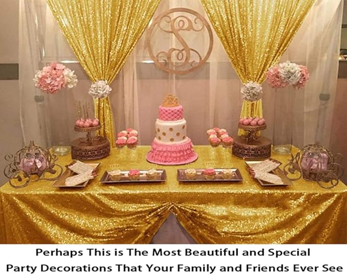 ShinyBeauty Sequin Backdrop 4x10ft Shiny Gold Sequin Curtains 2 Panels Glitter Backdrop Curtains for Parties Photography Background M0511…