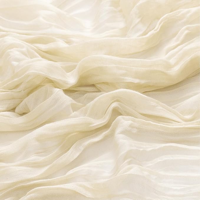 12Pcs Beige Cheesecloth Table Runner 120 Inch10FT Beige Rustic Boho Cheesecloth Table Runnerfor Wedding Party Baby Shower Birthday Home Decor Holiday Decorations