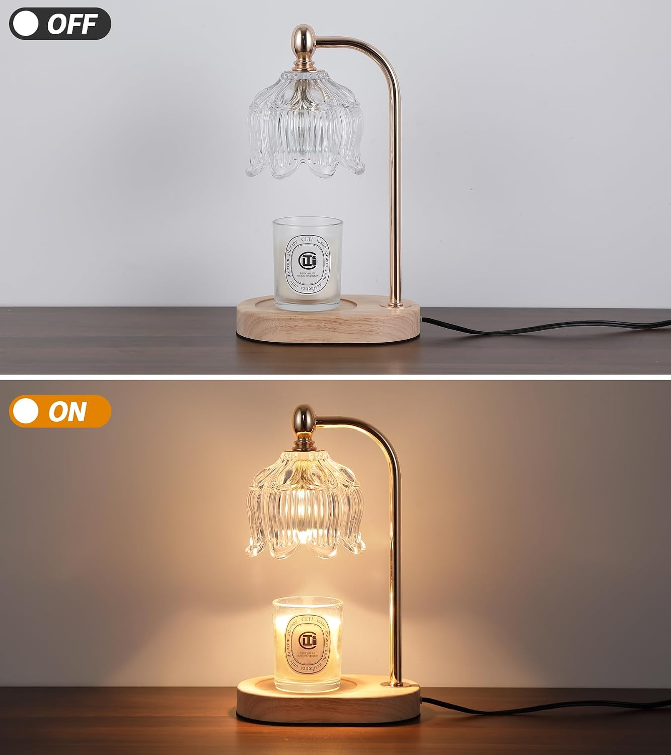MEIXISUE Candle Warmer Lamp with Timer and Dimmer,Electric Gold Light Gifts for Women Melt Wax Warmer Lamp with 2 Bulbs for Candle Jars House Warming New Home Decor Bedroom