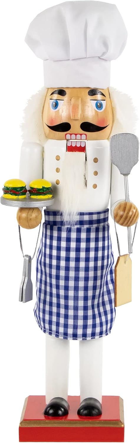 14" white and blue chef with gingham apron, main product view
