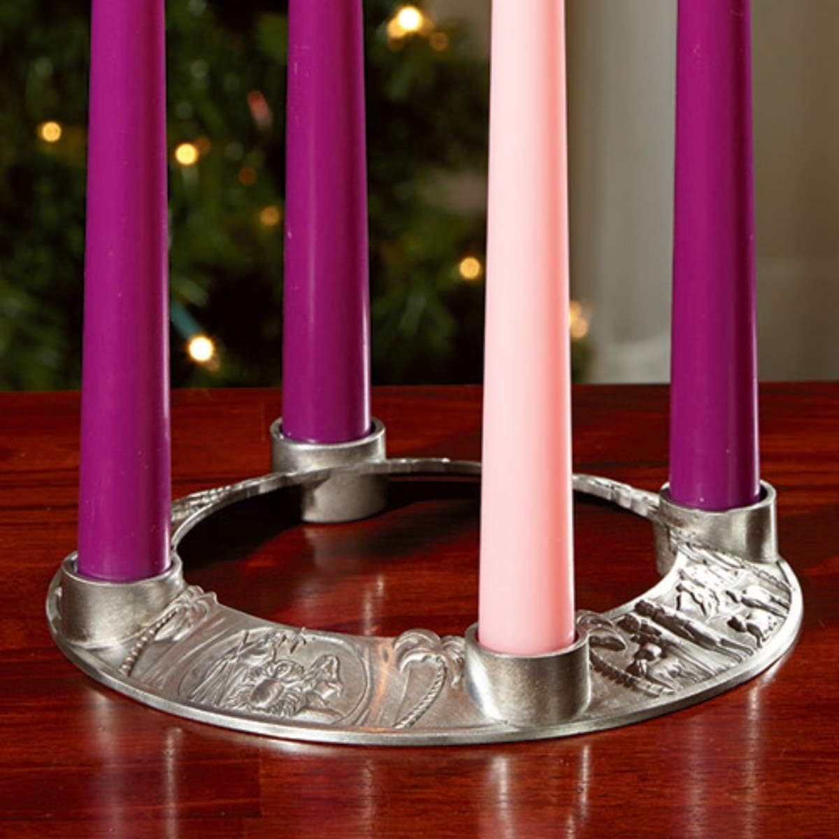 Autom The Story of Christmas Nativity Scene Candleholder Advent Wreath, 7 Inch