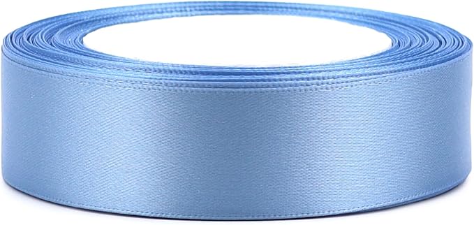 Lake blue Solid Satin Ribbon 1 Inch 25 Yards Solid Polyester Fabric Ribbon for Gift Wrapping Wedding Christmas Baby Shower Birthday Party Decoration Handmade Immortal Flower Craft