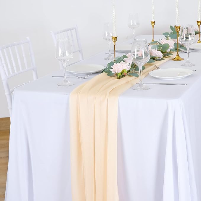Arch Drapes for Wedding Arch Draping Fabric Champagne Sheer Backdrop Curtain for Ceremony Bridal Party Decor 19Ft Length x 28" Width 1 Panel