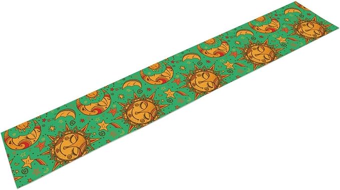 Boho Moon Table Runner, Phase of The Moon Star Sun Cartoon Pattern Table Runner for Kitchen Living Room Home Party 13x90 Inch