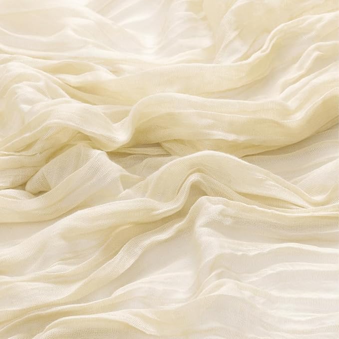 MLMW 4 Pack Beige Table Runner Cheesecloth Boho Gauze Rustic Cheese Cloth Table Runner 160 inch Sheer 13.3ft for Thanksgiving Wedding Party Baby Bridal Shower Birthday