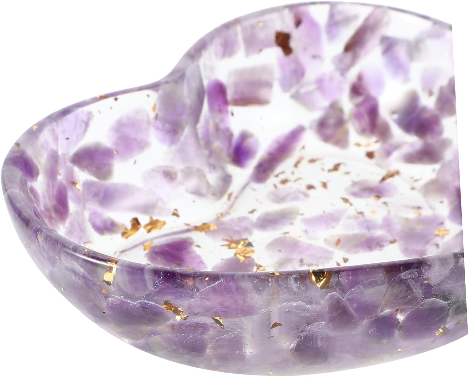 Happyyami Heart Shaped Resin Candle Holder Unique Decorative Bowl for Living Room Bedroom and Office Natural Crystal Gravel Craft for Enhanced Aesthetic and Relaxing Atmosphere