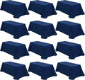 12 Packs 90 x 132 Inch Tablecloth, Navy Blue Polyester Table Cloth for 6ft Rectangle Tables, Stain and Wrinkle Resistant Washable Fabric TableCover for Wedding Banquets Parties Buffet Dining Table