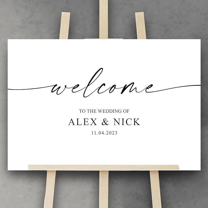 Script Calligraphy Wedding Welcome Signs, Welcome Sign Wedding, Customized Wedding Welcome Sign, Custom Wedding Welcome Sign
