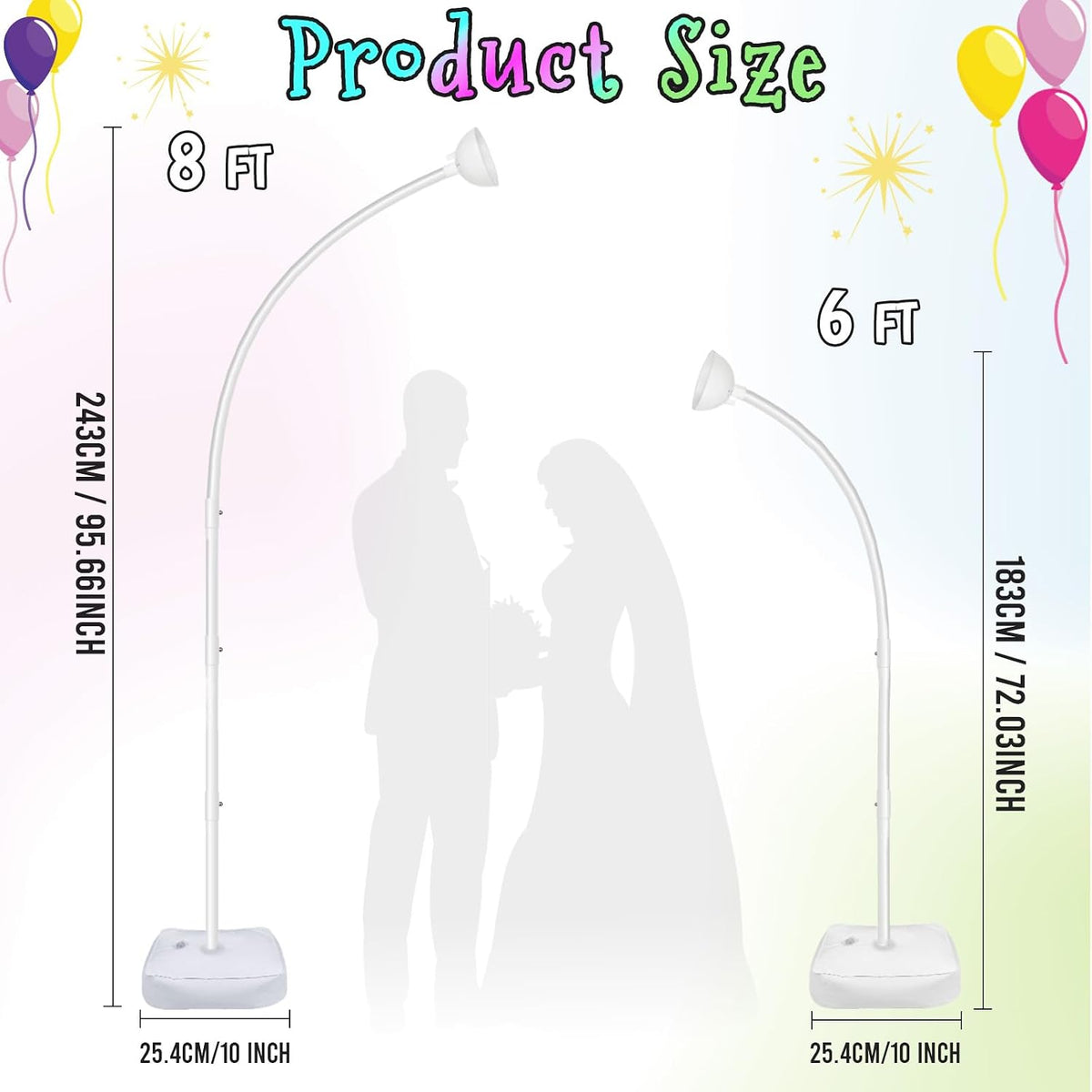 Lighted Half Arch Balloon Stand Kit 8.2FT/6FT Balloon Arch Kit for Party