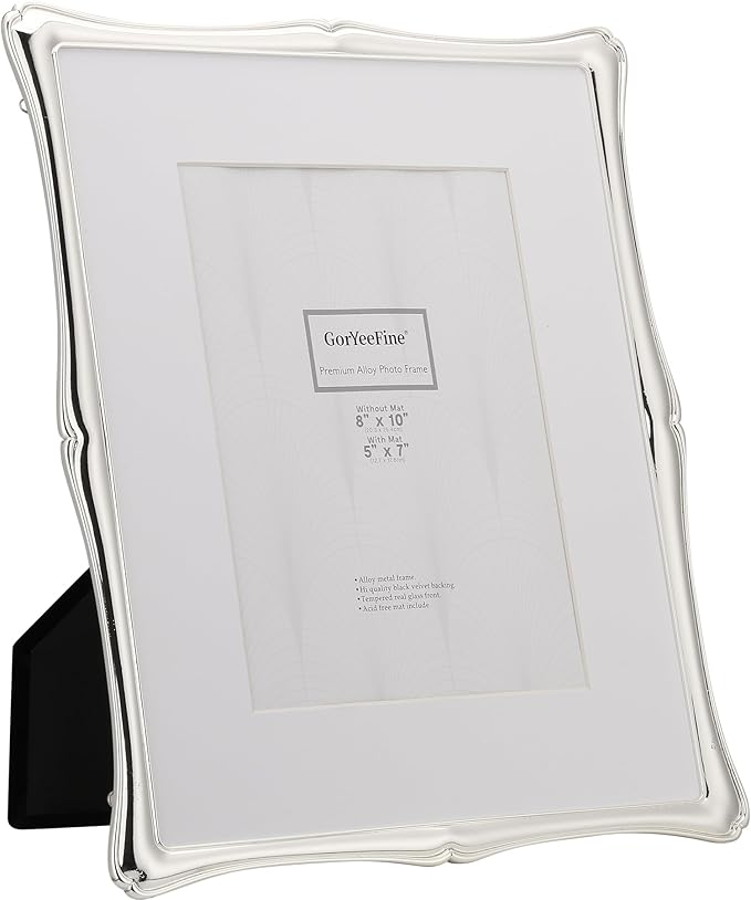 5 x 7'' Premium Alloy Silver Photo Frame - High-End Decor 7x5'' Picture Frames with Velvet Backing,Hi End Décor Metal Frames