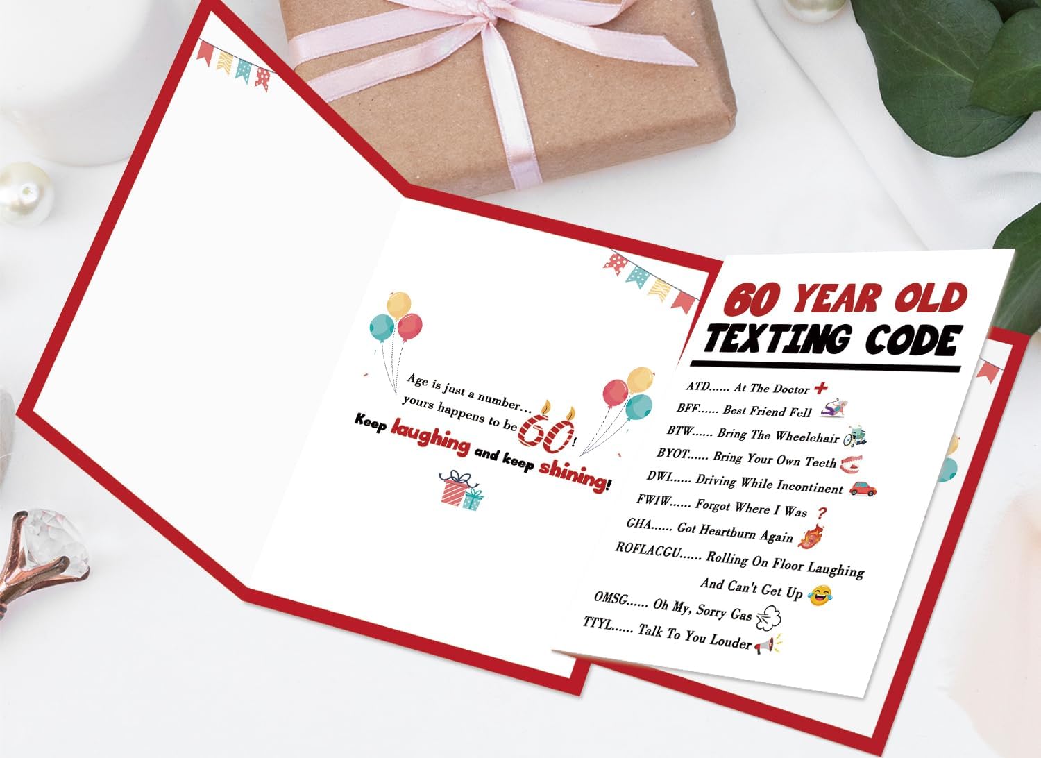 Funny 60th Birthday Card Gift Decorations for Women Men Him Her | Unique 60th Year Old Texting Code Humor Card for Mom Dad Friend Family Birthday Celebration, Gift for Him Her Turning 60