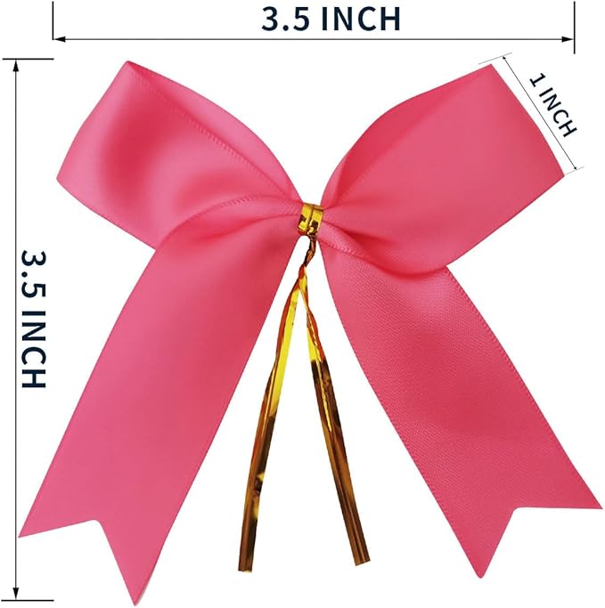 50pcs 3-1/2" Hot Pink Satin Ribbon Bows with Twist Ties for Gift Wrapping Packing Christmas Decoration(Hot.Pink)