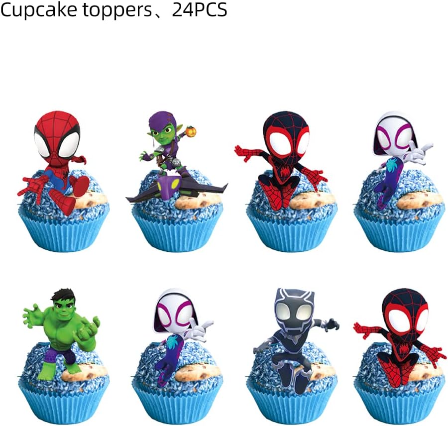 24PCS Cartoon Cake Toppers Cupcake Toppers Cake Decorations Birthday Party Supplies Decorations (Style 3)