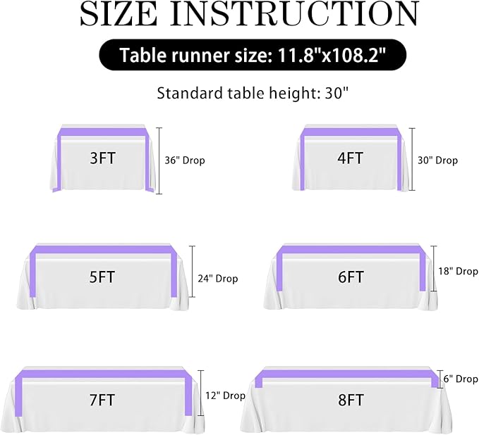 SHEJIZE 20 Pack Lavender Satin Table Runner 12x108 Inches Long, Bright Silky Smooth Satin Table Runner Table Decor for Wedding Banquet Christmas Prom Event Birthday Party