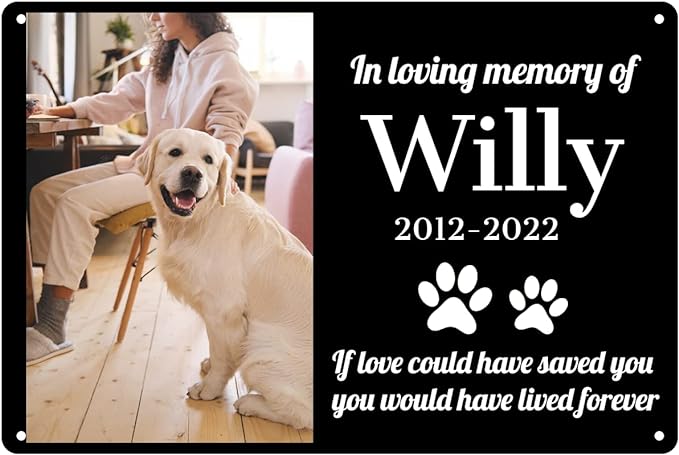 Custom Dog Memorial Metal Signs - Personalized Dog Photo Memory Sign as Dog Memorial Gifts for Loss of Dog, in Loving Memory of Pet Signs for Pet Loss Sympathy Gift